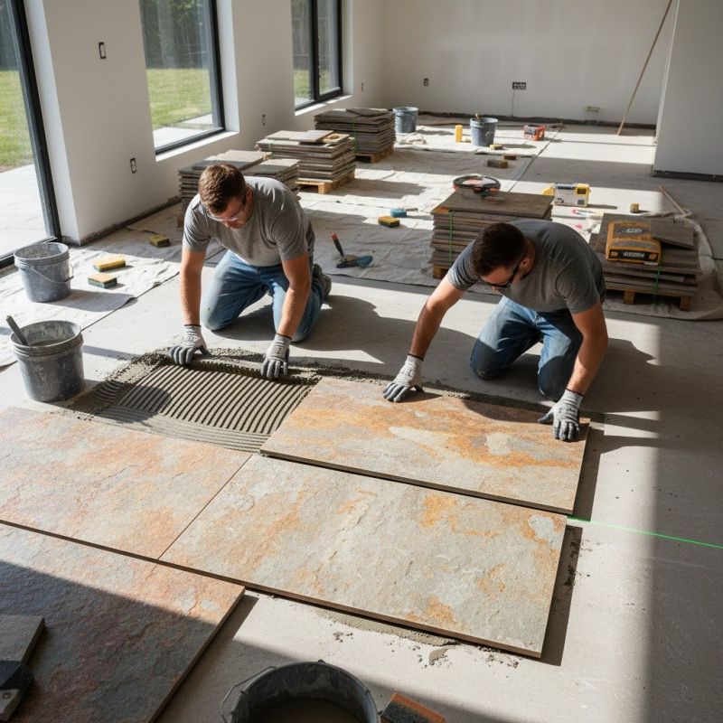 Travertine Floor Installation detail